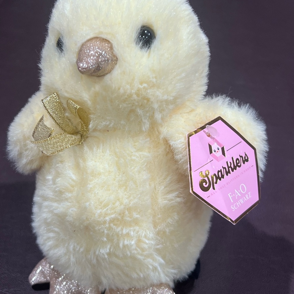 FAO Schwarz Cream and Gold Penguin Plush